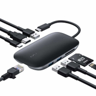 Qendër USB-C Aukey CB-C71, 8-në-1, 100W PD, e zezë