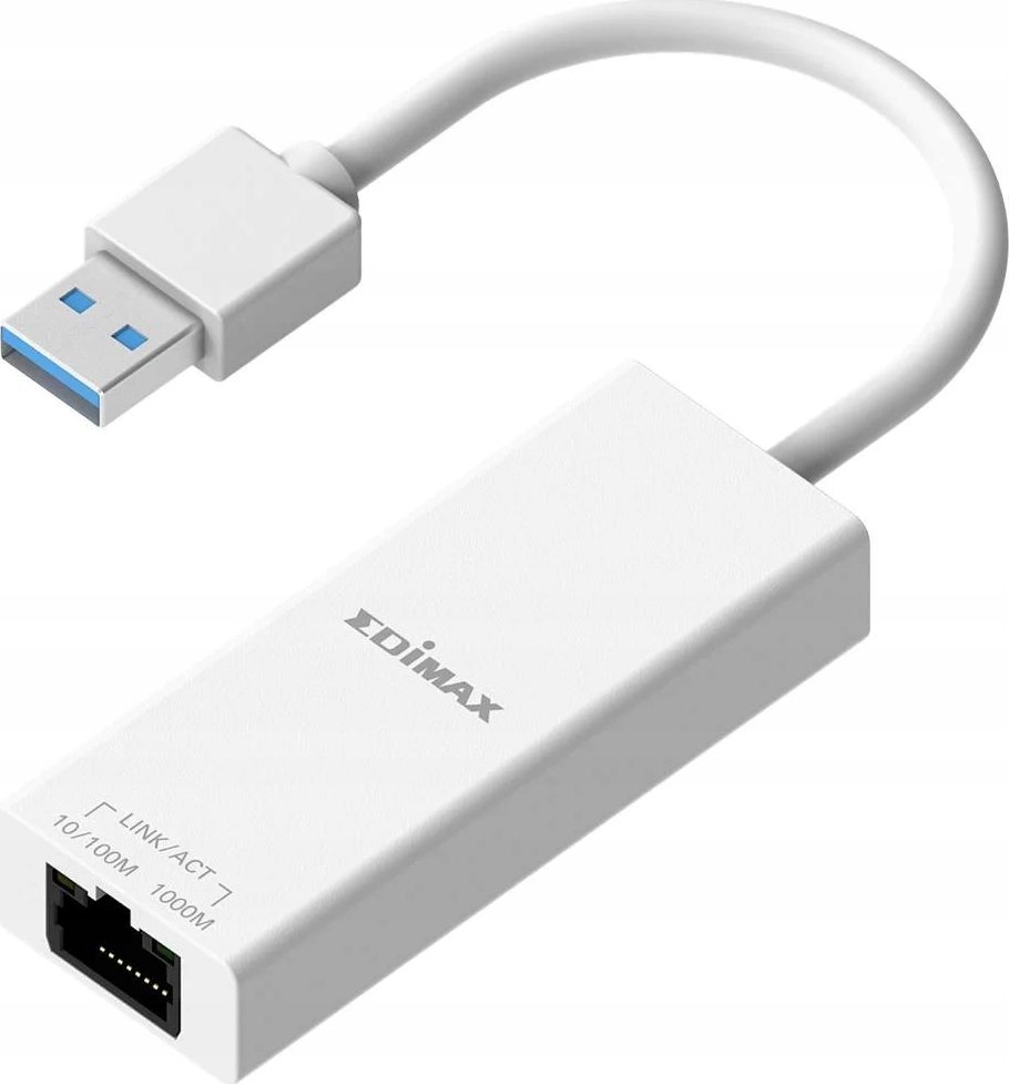 Адаптер за мрежа Edimax EU-4306 V2, USB A во Gigabit Ethernet, 1000 Mbps, бел