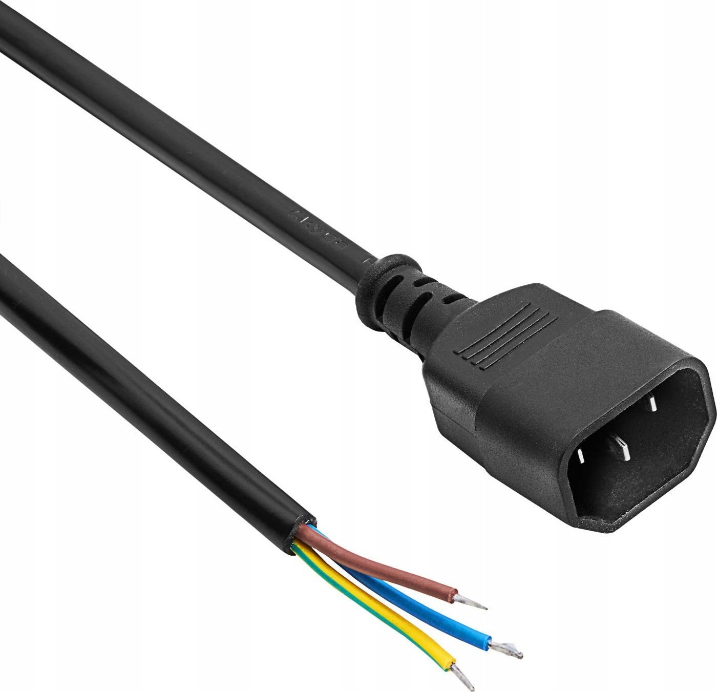 Kabllo rryme Akyga AK-OT-07A, 1.5 m, C14 me tela të zhveshur, e zezë