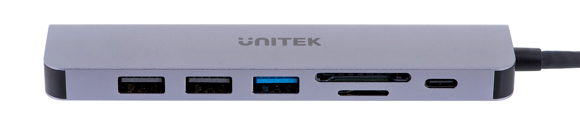 Qendër USB-C Unitek H1118A, USB-A x3, USB-C, HDMI, SD, microSD, e hirtë