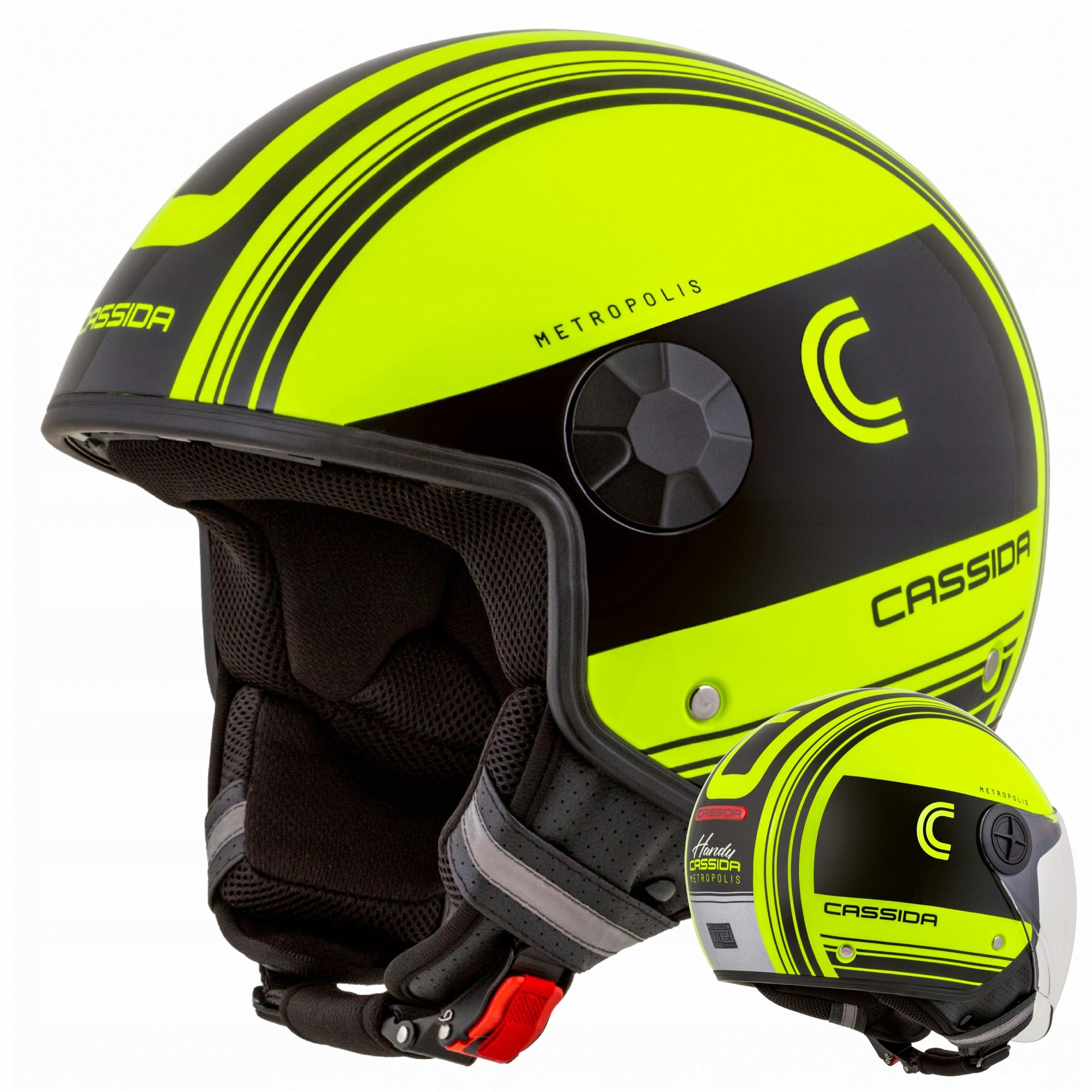 Kaska moto Cassida Metropolis + Visor, ECE 22.06, madhësia XXL, e zezë