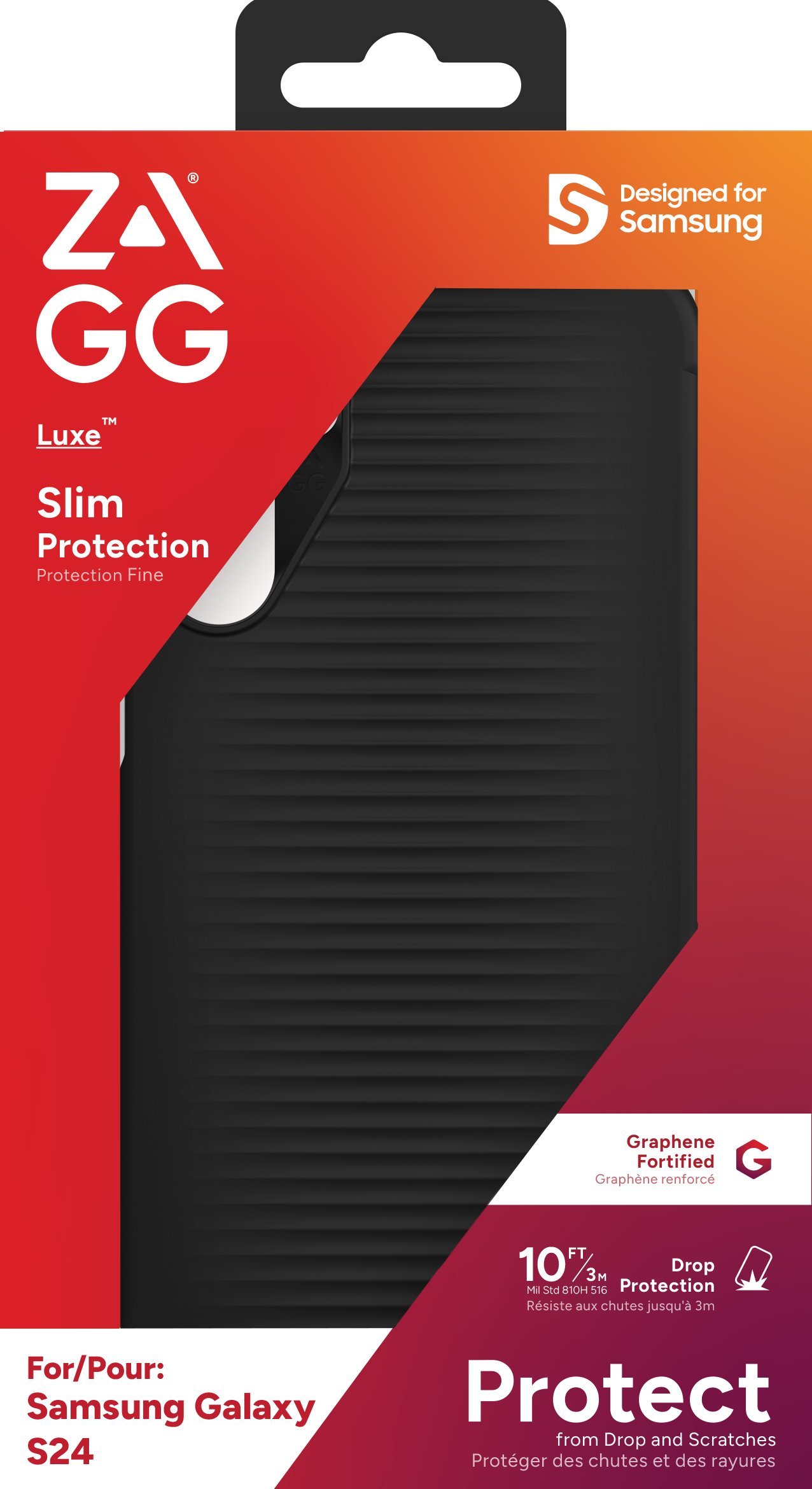 Mbështjellës telefoni ZAGG Luxe për Galaxy S24, rezistent ndaj goditjeve, i zi