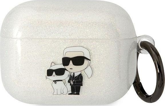 Mbulese Karl Lagerfeld KLAPHNKCTGT per AirPods Pro, Glitter transparente, TPU PC, transparente