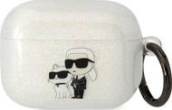 Mbulese Karl Lagerfeld KLAPHNKCTGT per AirPods Pro, Glitter transparente, TPU PC, transparente