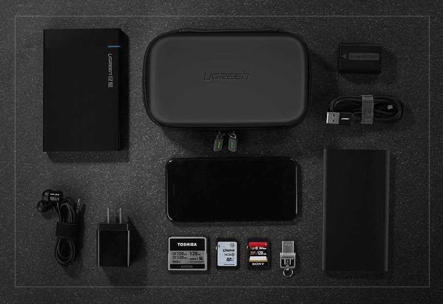 Kuti mbrojtëse Ugreen për hard disk 2.5", e zezë