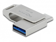 USB flash DeLOCK 54075, 64GB, USB 3.2 Gen 1, USB A dhe USB C, argjendi