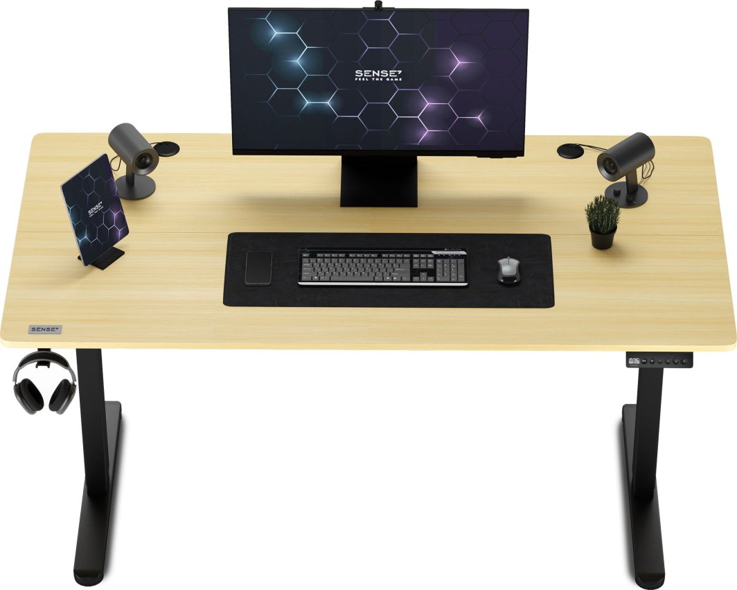 Tavolinë SENSE7 Nojo, 140cm x 70cm, e zezë/ druri e lehtë