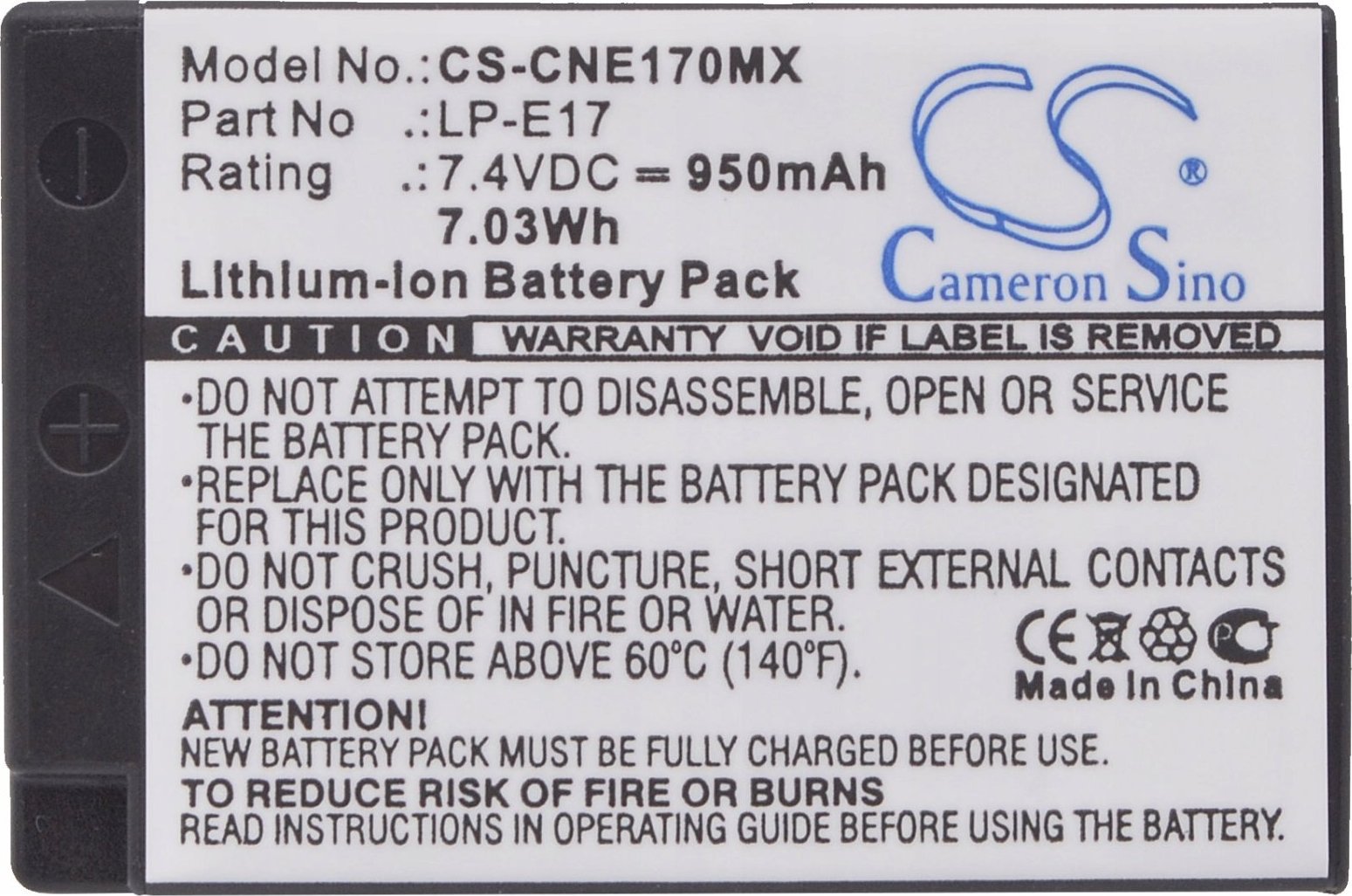 Bateri kamerë Cameron Sino CS-CNE170MX, zëvendësuese LP-E17, Li-ion