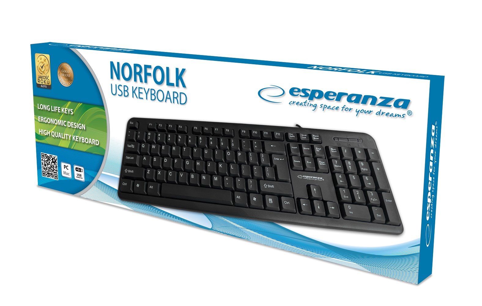 Tastierë universale Esperanza Norfolk EK139, USB, e zezë