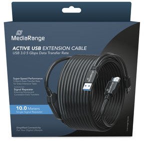 Продолжен кабел USB MEDIARANGE MRCS243, USB 3.0, активен, црн