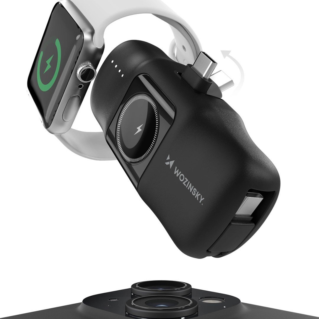 Powerbank Wozinsky WF16-YCS, 5000mAh, 15W USB-C me kabllo të integruar, i zi