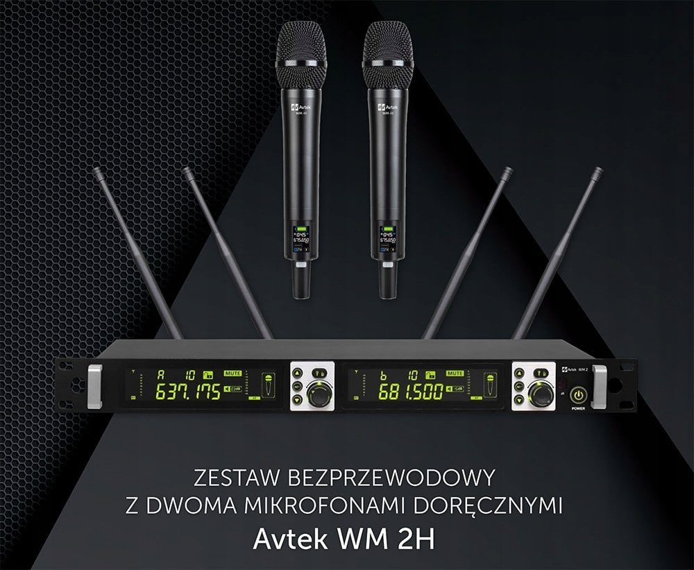 Set mikrofonash wireless Avtek WM 2H, 2 mikrofona dore, True Diversity, i zi