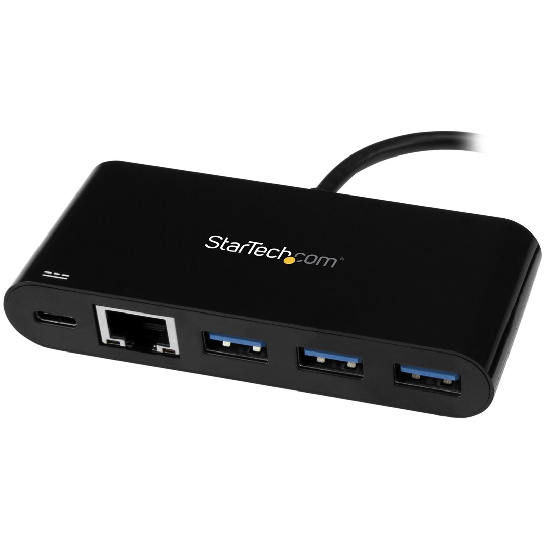 Përshtatës Startech, USB-C në Ethernet StarTech.com, 3 porta USB 3.0, Power Delivery, i zi
