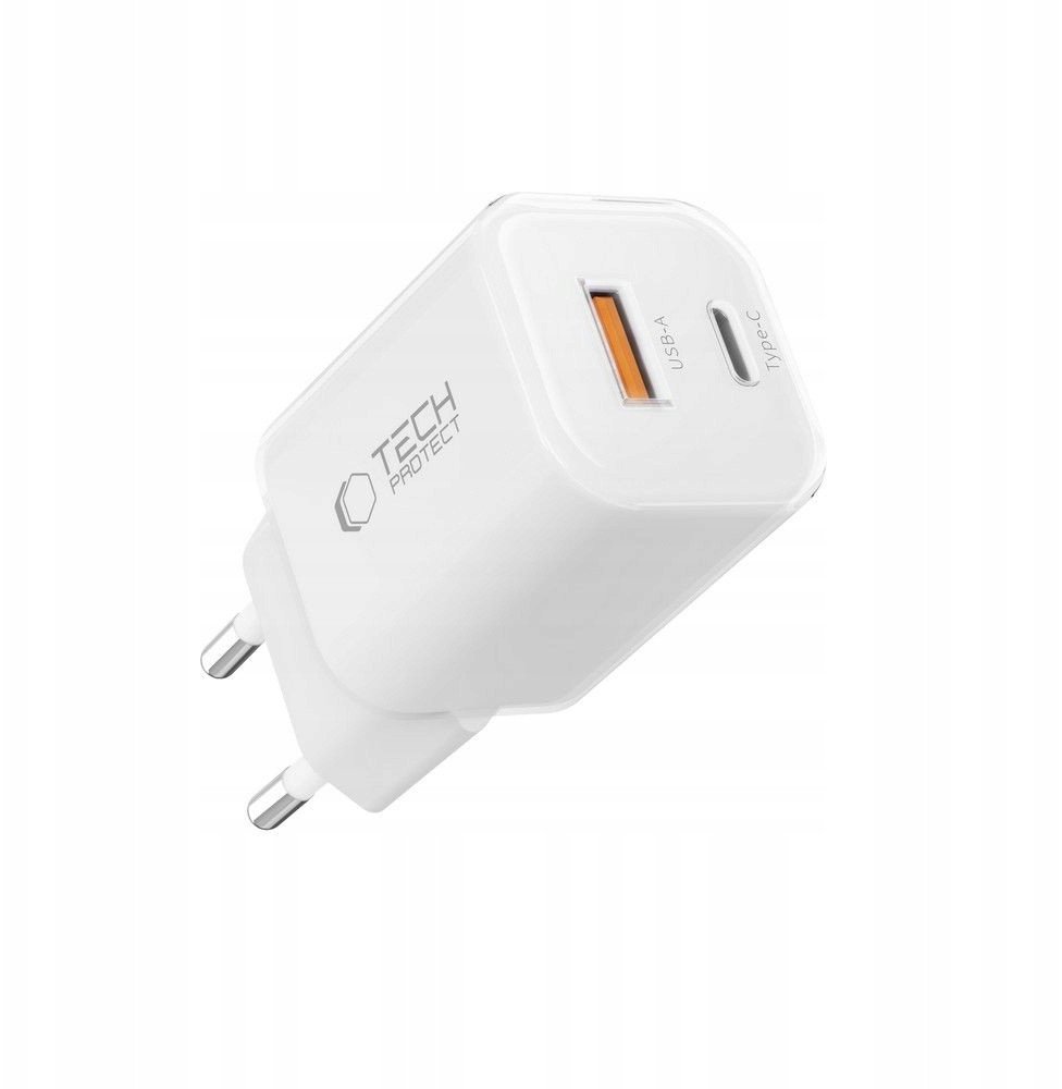 Полнач за мрежа Tech-Protect NCM33W, 33W, 2 порти PD QC3.0, бел