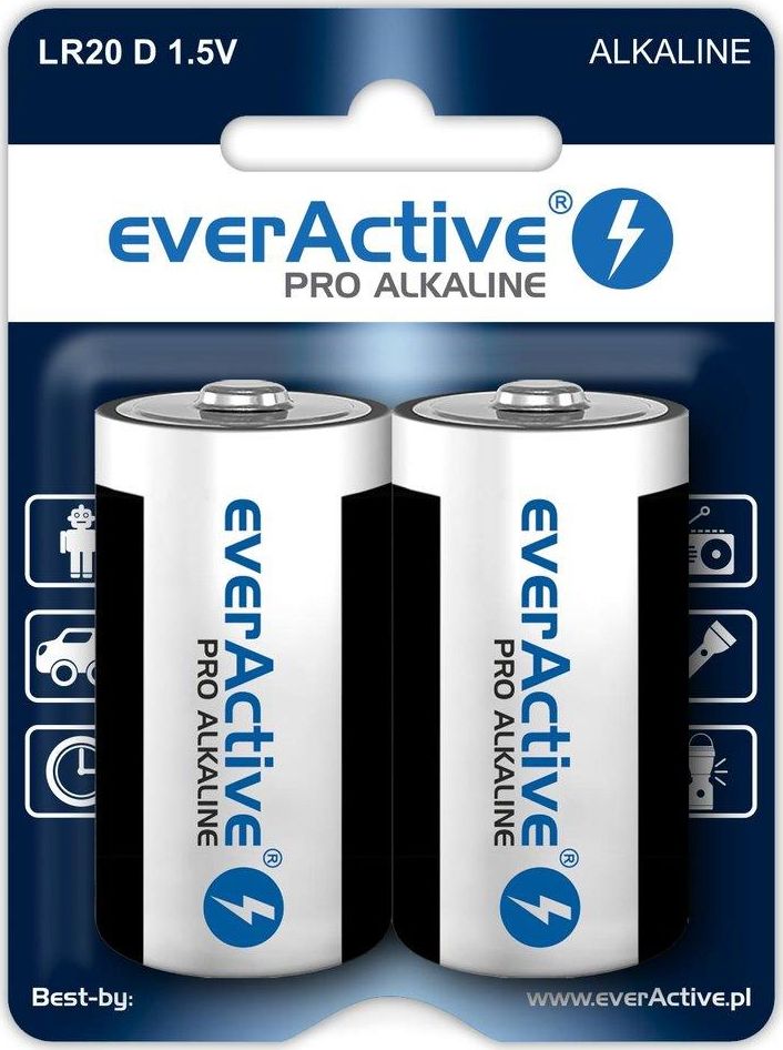 everActive Pro LR20 (D) Алкална батерија, 1.5 V, 17500 mAh, Пакет од 2