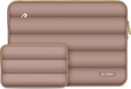 Çantë laptopi Tech-protect Puffy, 13-14", set me çantë aksesorësh, ngjyrë walnut