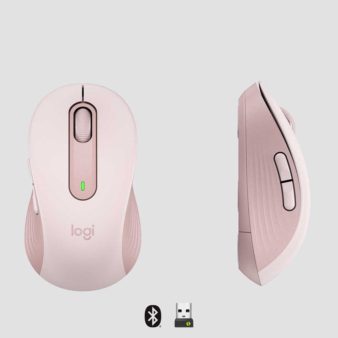 Maus Logitech Signature M650 L, RF Wireless + Bluetooth, rozë