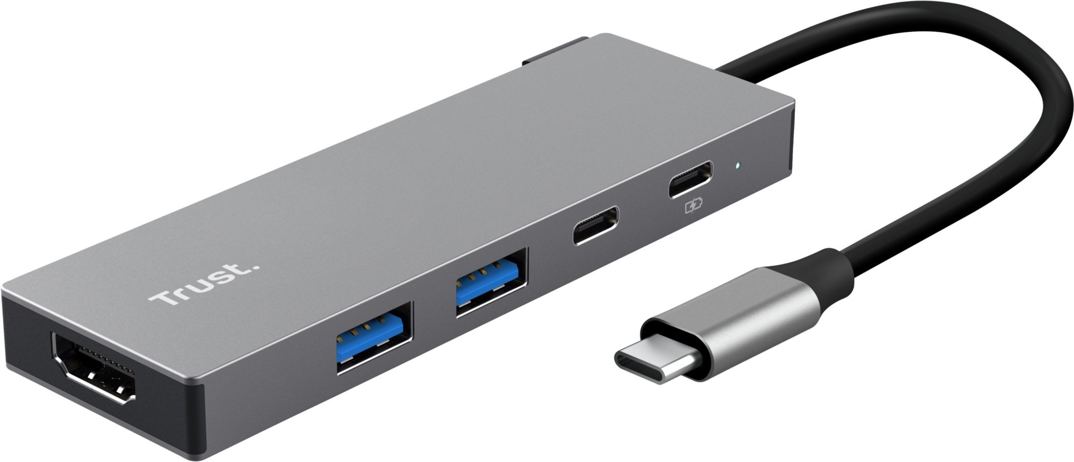 Hub USB C Trust Dalyx 5 in 1, HDMI, Power Delivery 100W, gri