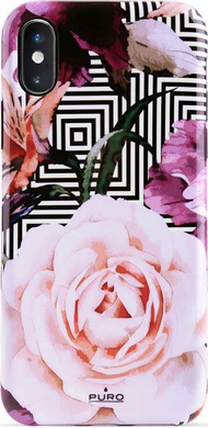 Mbrojtëse e pasme Puro Glam Geo Flowers për iPhone XS/X