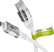 LAN адаптер goobay USB C 3.2 Gen2 во RJ 45, 1 Gbit/s, кабел 1 m, сив