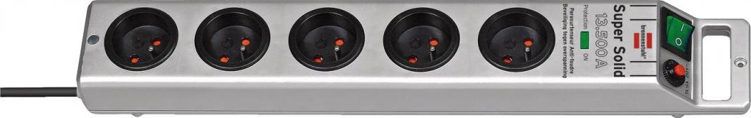 Kabllo zgjatëse Brennenstuhl Super-Solid-Line me 5 priza, 2.5m, e argjendtë