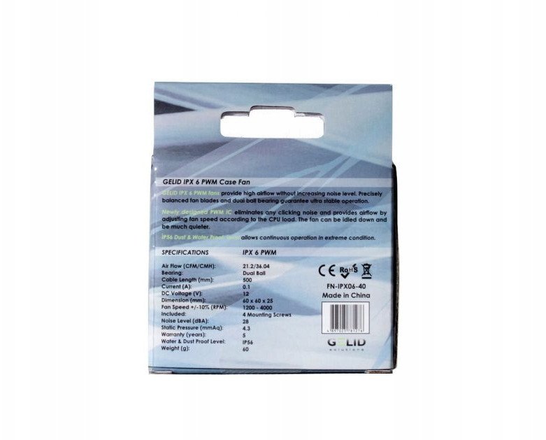 Ventilator industrial Gelid FN-IPX06-40, 60mm, PWM, IP56
