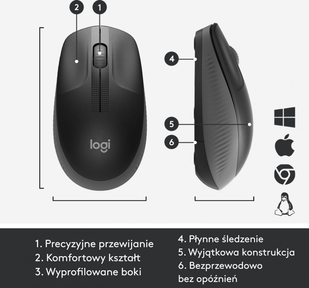 Maus Full-size Logitech M190(910-005905), Wireless, i zi