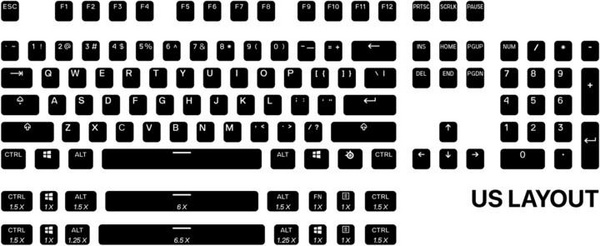 Taste SteelSeries PrismCaps, PBT, 120 copë, US, të bardha