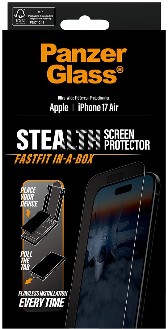 Заштитно стакло PanzerGlass Stealth за iPhone Air, Ultra Wide Fit, FASTFIT