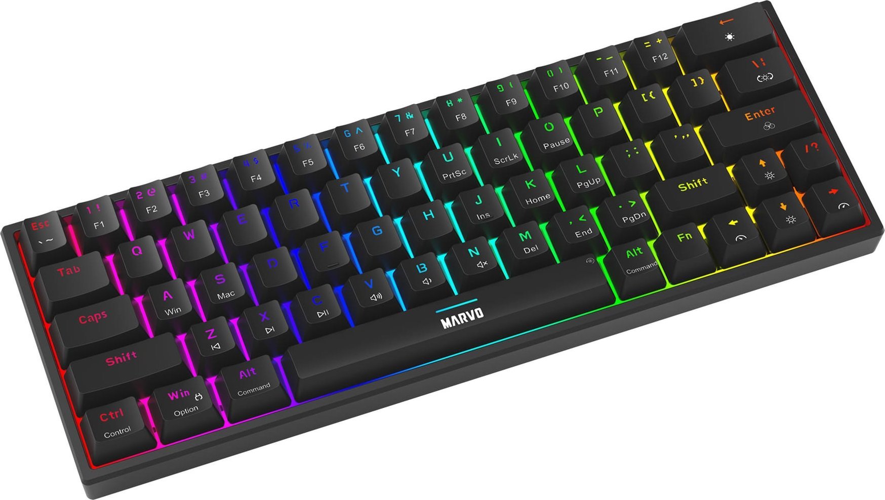 Tastierë gaming Marvo SHOGO 63, mekanike, me kabllo USB, me ndriçim RGB, e zezë