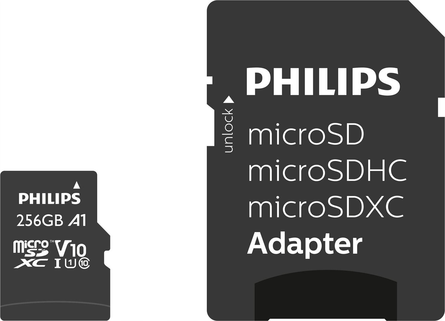 Kartë memorje Philips MicroSDXC, 256GB, Class 10 UHS I U1, me adapter