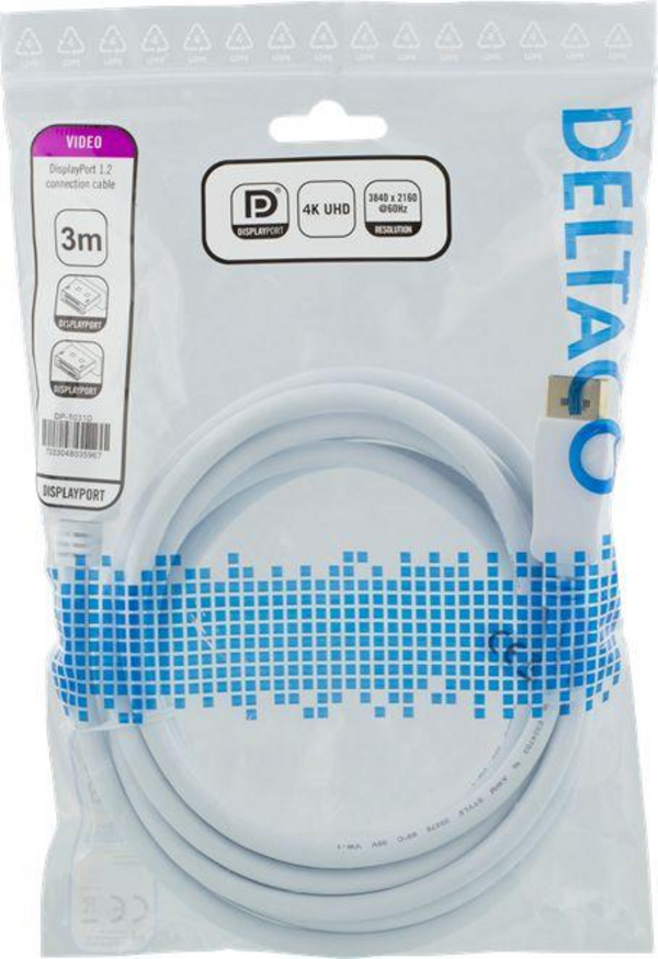 Kabllo Deltaco, 3 m, e bardhë