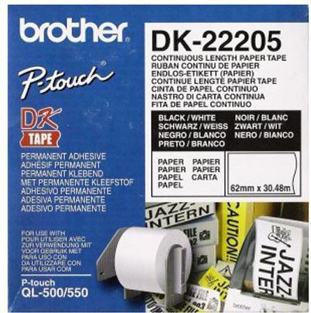 Letër për printer Brother DK-22205, 30.5m, 62mm