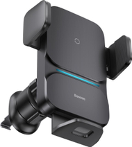 Mbajtëse telefoni për veturë Baseus Wisdom, karikues wireless 15W, montim në grilë, e zezë