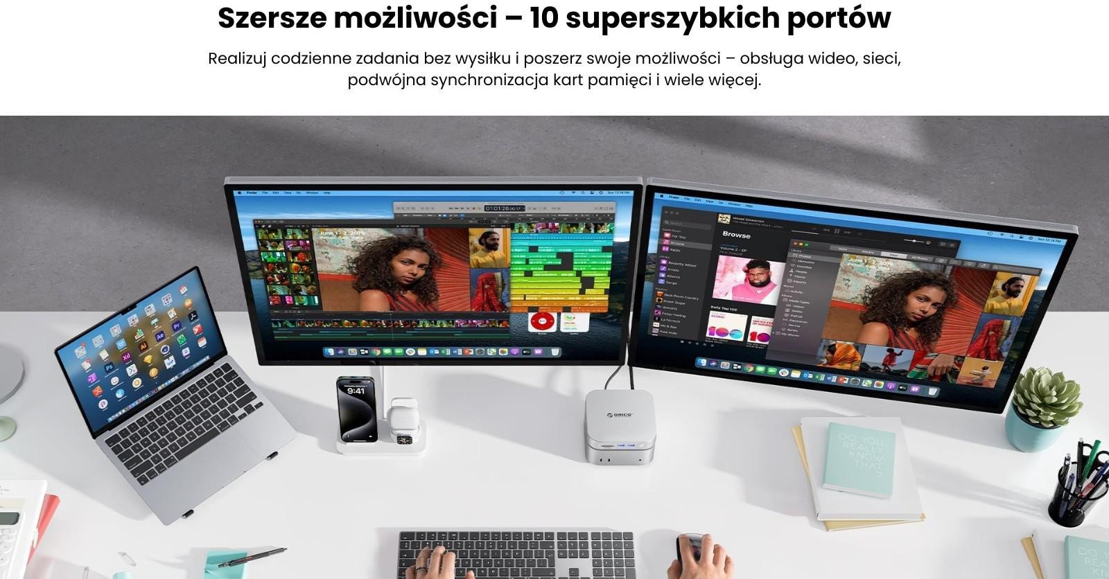 Докинг станица Orico MiniLink M49P за Mac Mini M4, USB C 10 Gbps, M.2 NVMe SSD, метална