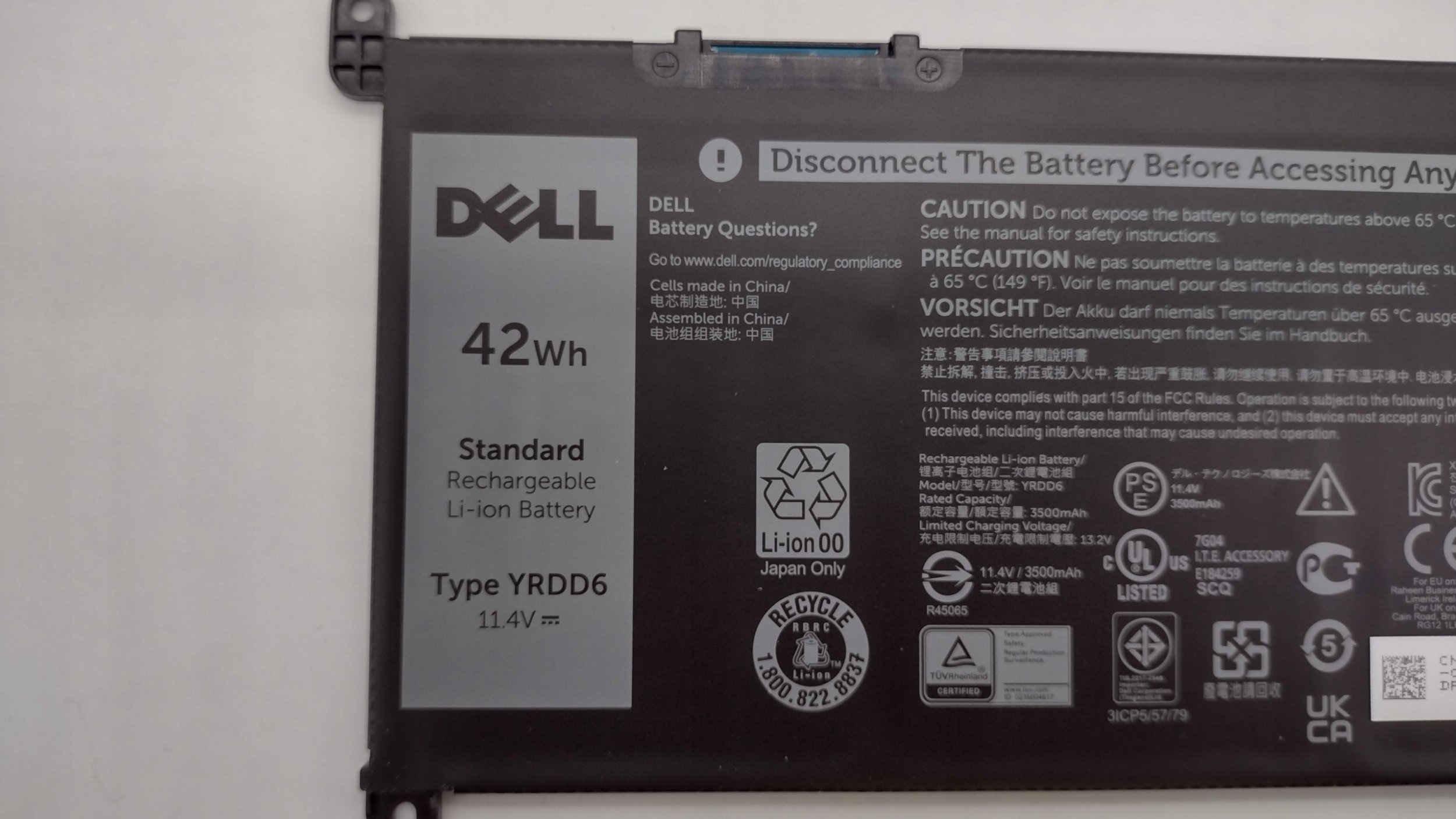 Bateri laptopi Dell 5NDNH C5KG6, 3 Cell, 40Whr, e zezë