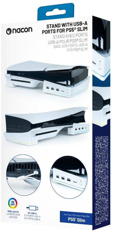 Bazë karikimi Nacon për PlayStation 5 Slim, me USB, ndriçim RGB, e zezë
