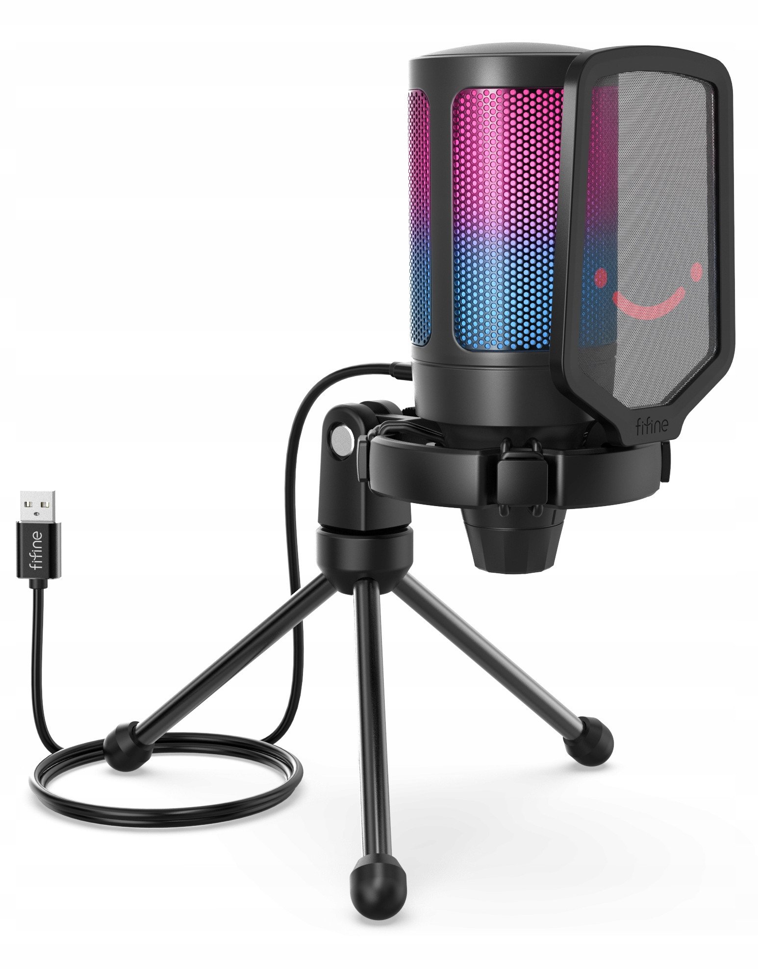 Mikrofon kondenzator Fifine A6V AmpliGame, USB, RGB, i zi