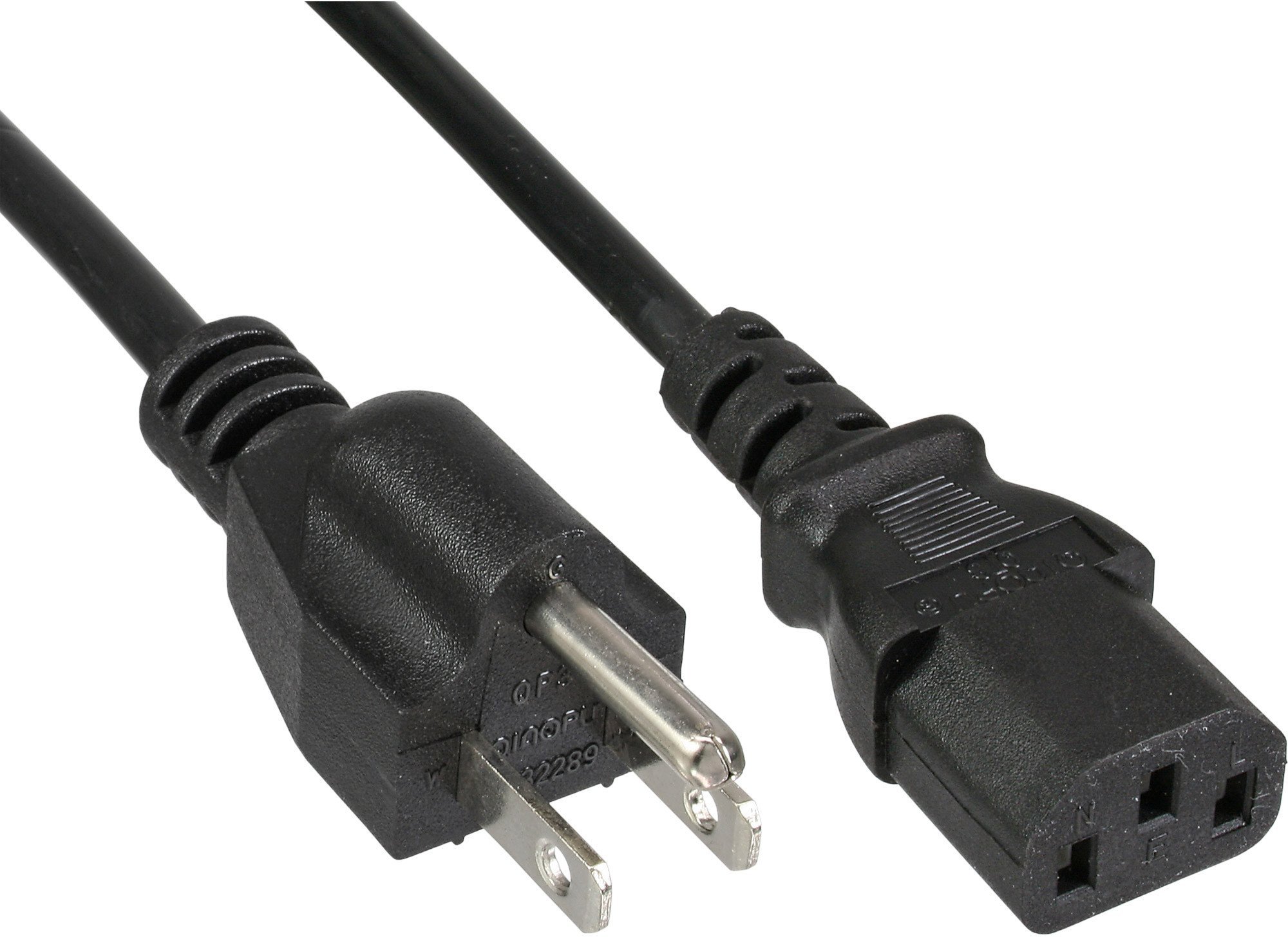 Кабел за струја InLine Power Cable, USA машки во IEC C13 3pin, 18 AWG, 3m, црн