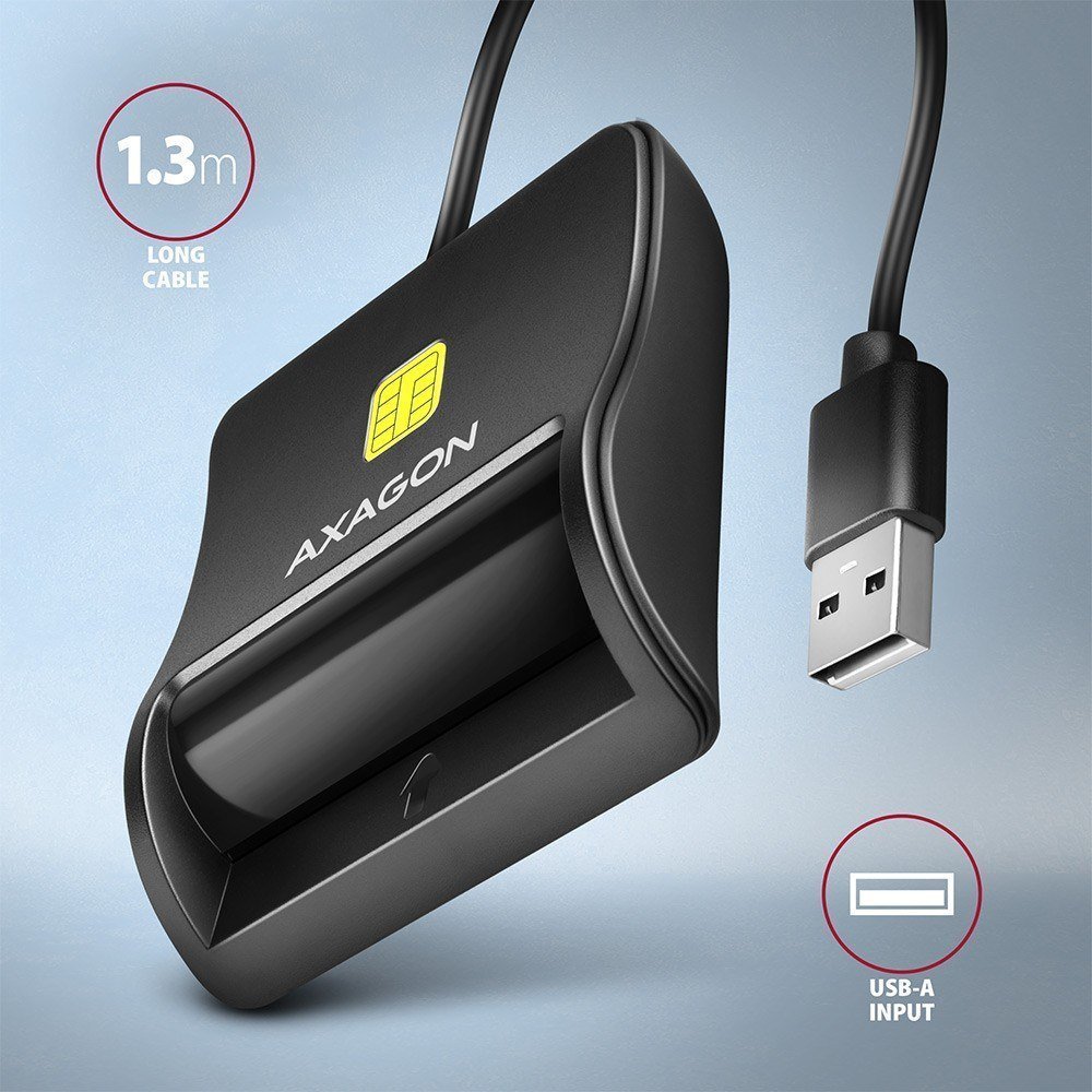 Lexues karte identiteti Axagon CRE-SM3N, USB 2.0, Smart Card, i zi