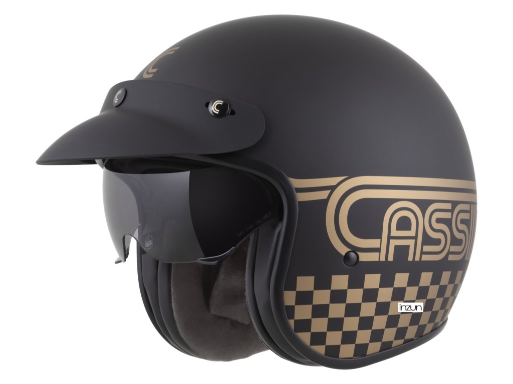 Helmë moto CASSIDA Oxygen 2.0 Rondo, e hapur, diellzë e integruar, e zezë matt ari