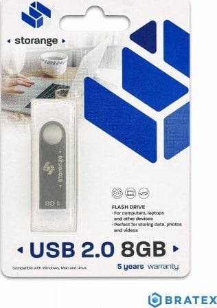 USB мемориски стик, 8 GB, USB 2.0, графит