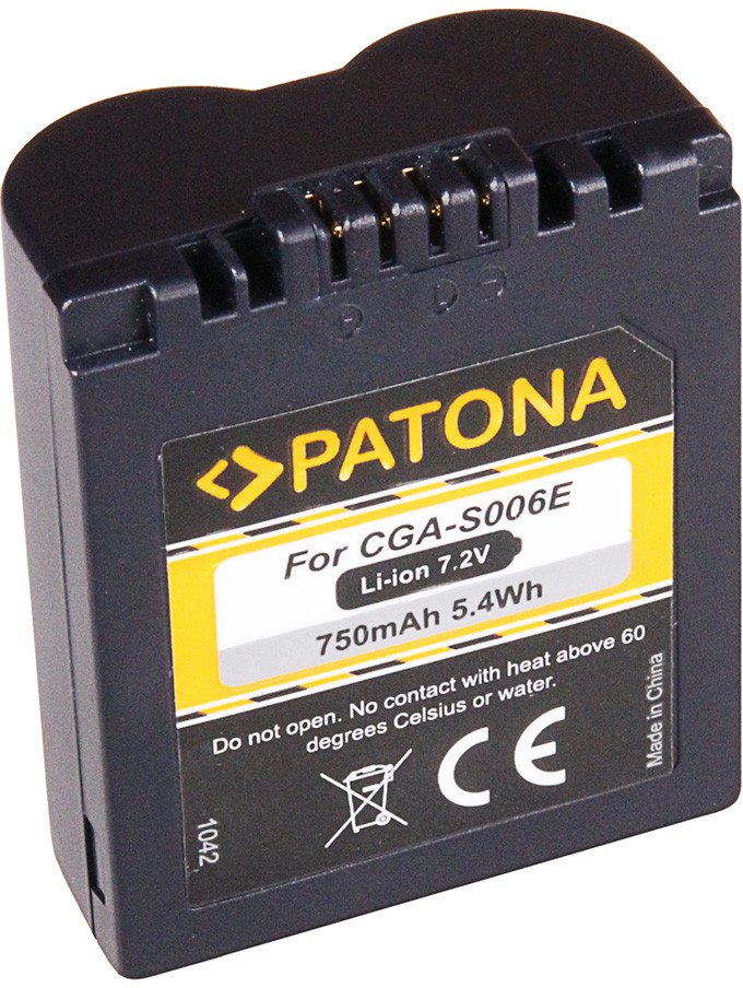 Bateri për kamerë PATONA Panasonic CGA-S006E, 750mAh, Li-Ion