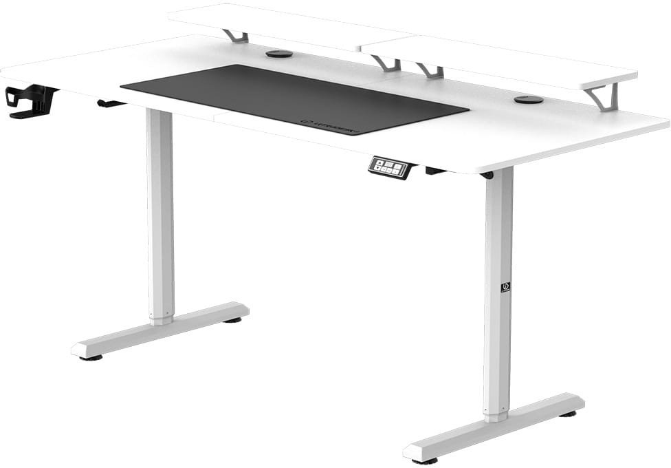 Tavolinë gaming Ultradesk Highlander XXL, rregullim elektrik, 160cm, e bardhë