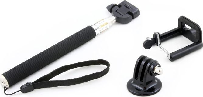 Selfie стик Xrec Monopod, до 110 cm, со држач за телефон, црн