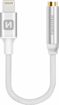 Аудио адаптер Swissten Lightning во 3.5mm, MFI сертифициран, бел