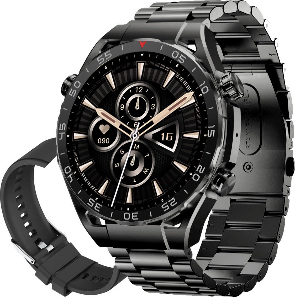 Smartwatch Gravity GT13, ekran inteligjent, monitorim aktiviteti, i zi