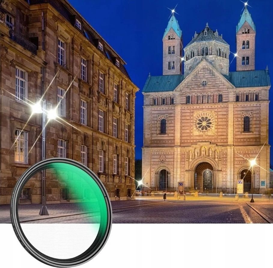 Filtër fotografik K&amp;F Concept Variable Star 4–8 52mm, xham optik 18 shtresa, i gjelbër