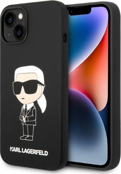 Mbështjellës telefoni Karl Lagerfeld Silicone Ikonik MagSafe, për iPhone 14 Plus, i zi