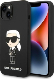 Mbështjellës telefoni Karl Lagerfeld Silicone Ikonik MagSafe, për iPhone 14 Plus, i zi